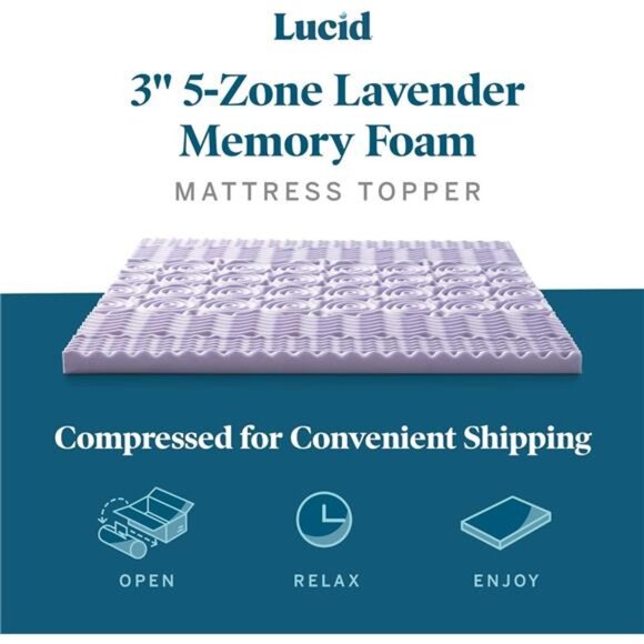 Lavender-Infused Mattress Topper, Queen - Picture 4 of 7